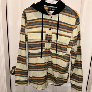 Original Use Men's Plaid Hooded Flannel Button-Down Long Sleeve Shirt